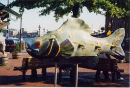 [photo, Life at Sea, fish (fiberglass), by Dietrich Maune, Fell's Point, Baltimore, Maryland]