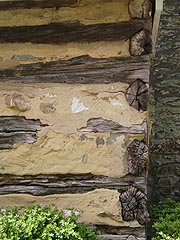 [photo, Log wall structure, Josiah Henson Site, 11420 Old Georgetown Road, North Bethesda, Maryland]