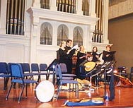 [photo, Renaissance musicians and singers, Griswald Hall, Peabody Institute, Baltimore, Maryland]