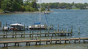 [photo, Boats at piers, Severn River, Crownsville, Maryland]