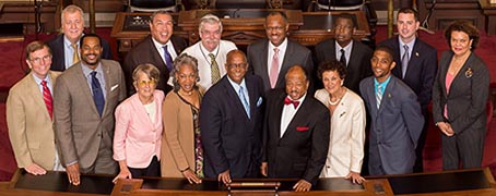[photo, City Council members, City Hall, 100 North Holliday St., Baltimore, Maryland, August 2015]